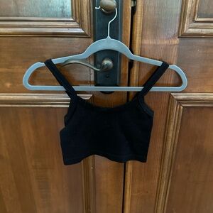 Black Ribbed Crop Top